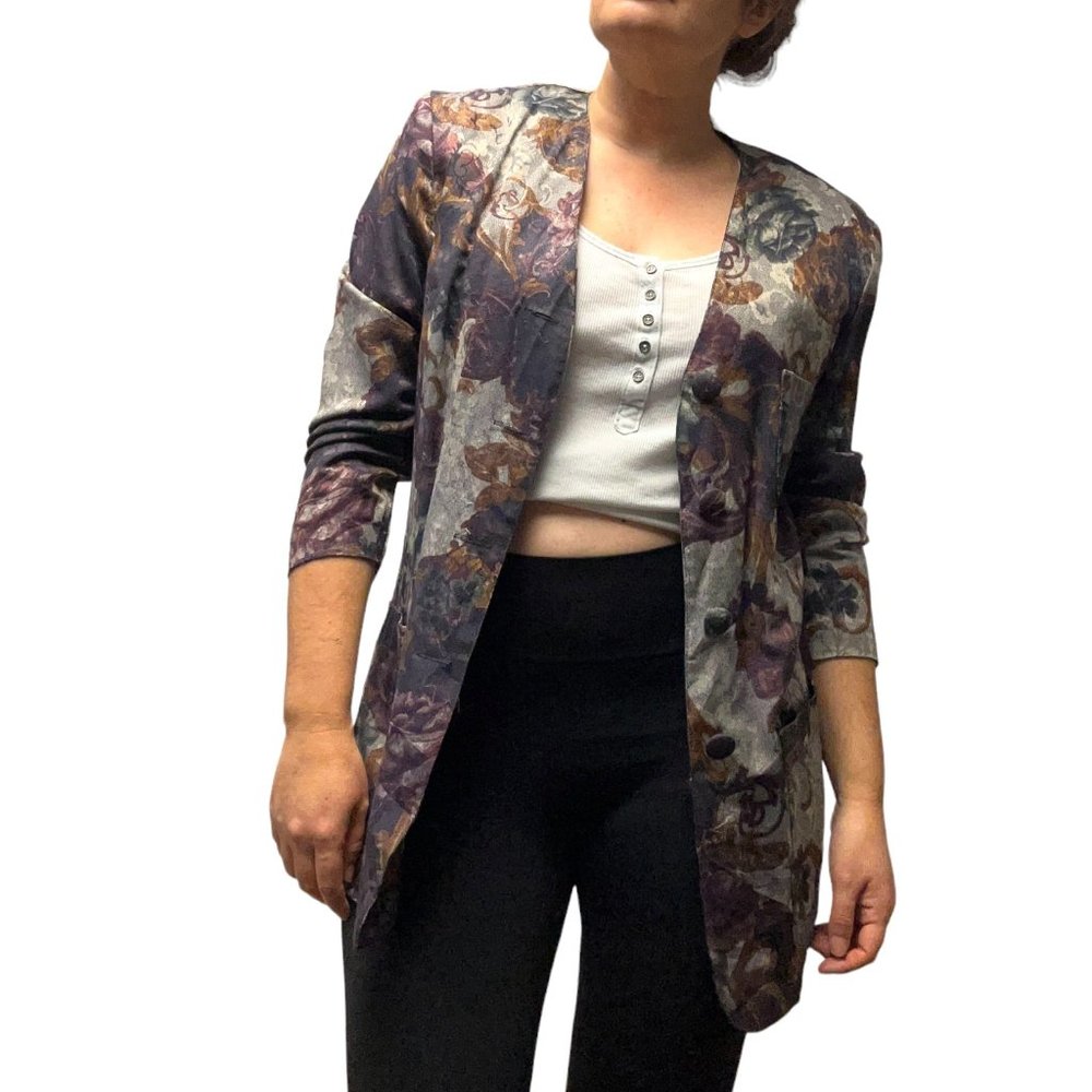 Vintage Ellen Figg Floral Purple Blazer